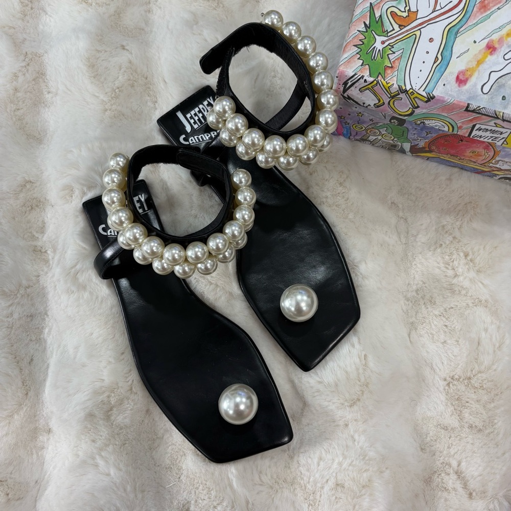 Jeffrey Campbell chateau Pearl embellished sandals in black - 7.5 - Picture 3 of 11
